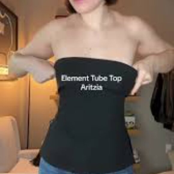 Aritzia element tube top black size 4 EUC perfect for under blazer day/night - Picture 2 of 3